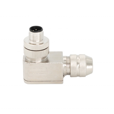 M12 Angled Circular Connector 4 Pin Male Full Metal Field-assembled Contact
