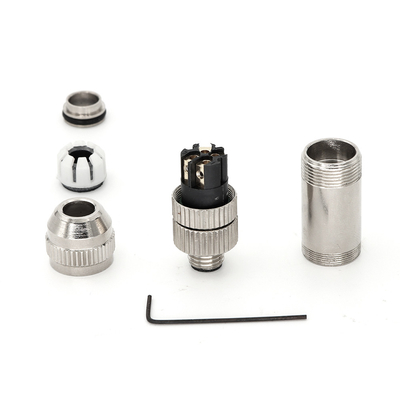 Screw Connection M8 Connector 4 Pin Straight Male A Code Full Metal
