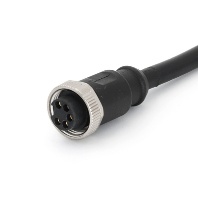 5 Pin Female 7/8" Connectors with Molded Cable Straight PVC Black Unshielded