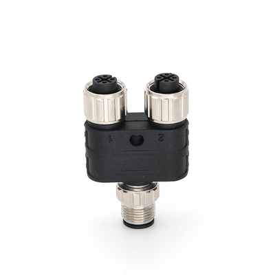 M12 Distributor Connector Y Distributor Male 4 Pin To Female 4 Pin A Coding