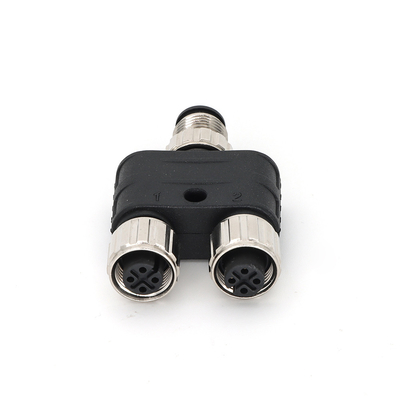 M12 Distributor Connector Y Distributor Male 4 Pin To Female 4 Pin A Coding