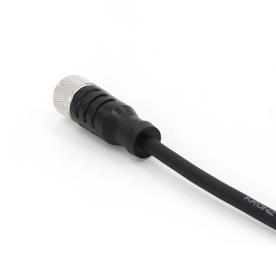M12 Pre Assembled 10M Cable Connector 3 Pin IP67 Straight PVC Black Unshielded