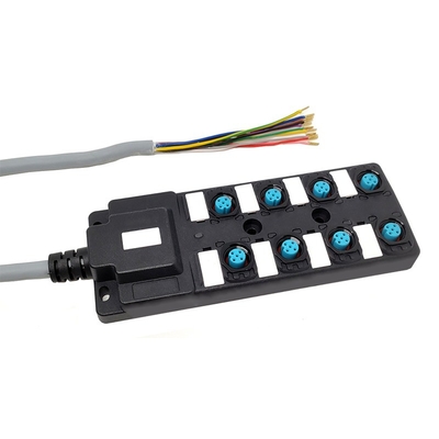 Dual Channel Industrial Distribution Box 8 Port NPN Junction Box For M12
