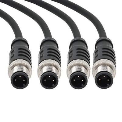 Unshielded M12 Connector Male With Molded Cable Straight PVC Assembly 4 Pin