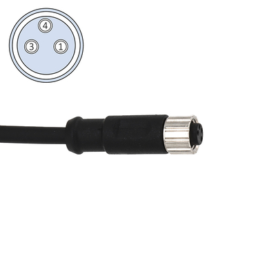PVC Cable Pre Assembled M8 3 Pin Female Connector IEC 61076-2-104 Straight