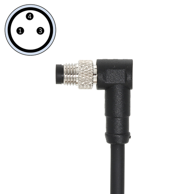 Angled M8 3 Pin Male Connector Pre Assembled Customized Cable A Code PVC