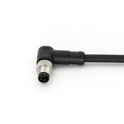 Male M8 Connector 4 Pin IEC 61076-2-104 Pre Assembled Cable Angled A Code
