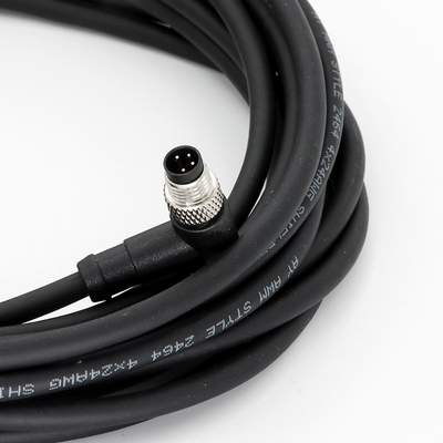 Male M8 Connector 4 Pin IEC 61076-2-104 Pre Assembled Cable Angled A Code