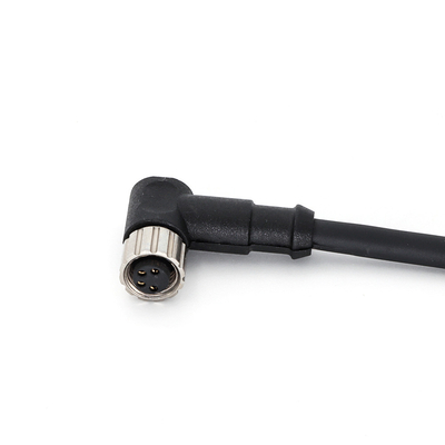 M8 Molded Cable Circular Connector Angled Female 3 Pin A Code Waterproof IP67