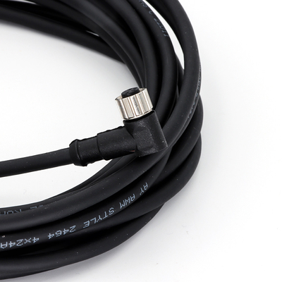 M8 Molded Cable Circular Connector Angled Female 3 Pin A Code Waterproof IP67
