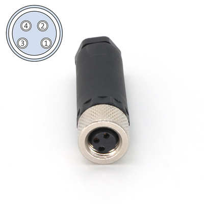 4 Pin M8 Connector Female Field Wireable Waterproof IEC 61076-2-104
