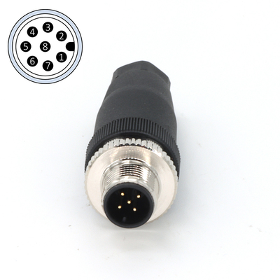 Field Wireable Assembly M12 Connector 8 Pin A Code Male IP67