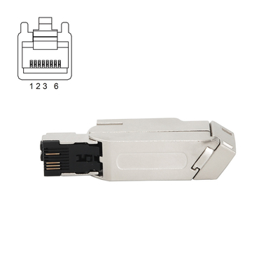 Fast Connect RJ45 Connector Plug 145 Metal Housing 4Pin 100MBit/S