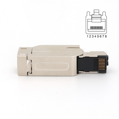 RJ45 Wireable Field Assembly Connector Straight 8 Pin Metal Housing