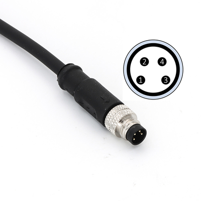 IEC 61076-2-104 M8 Connector With Molded Cable Straight Male 4 Pin A Code PVC