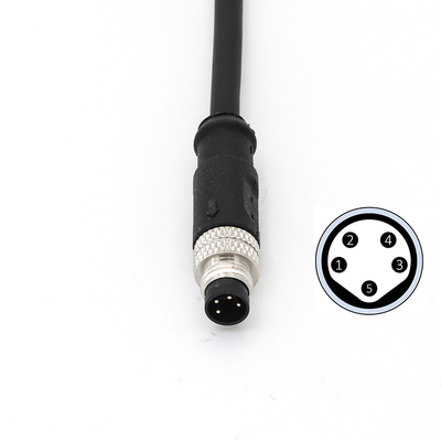 Pre Assembled Male M8 5 Pin Connectors IEC 61076-2-104 Straight B Code PVC Cable