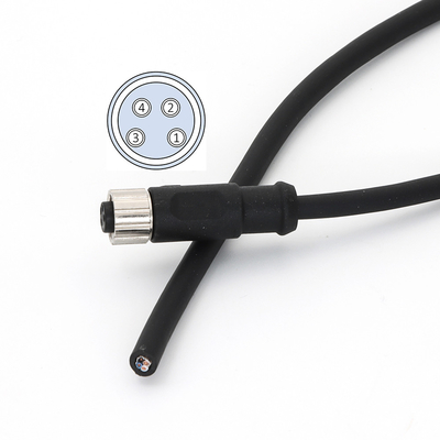 PVC Cable M8 Connector Pre Assembled Straight Female 4 Pin A Code IP67
