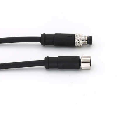 M8 Shielded Cable Connectors Pre Assembled Straight Male 3 Pin A Code PVC