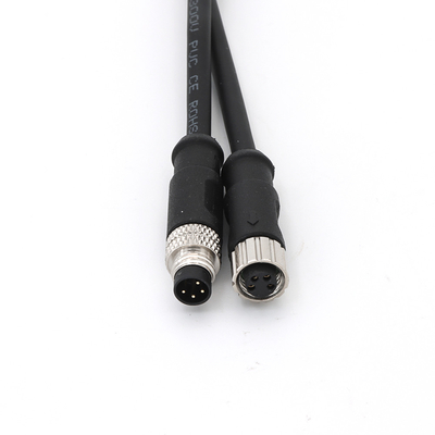 PVC Shielded Male M8 Connector 4 Pin With Molded Cable Straight A Code