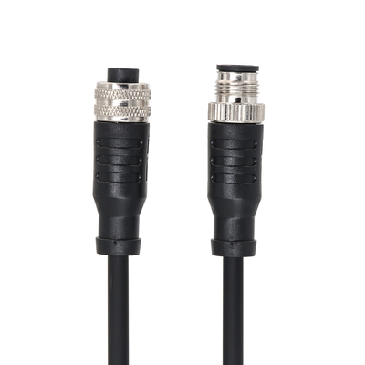 PVC Shielded Male M8 Connector 4 Pin With Molded Cable Straight A Code
