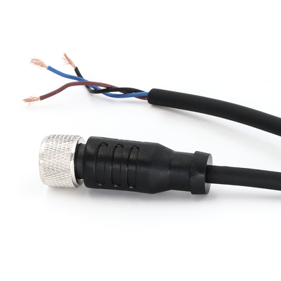 PVC M12 5 Pin Female Connector With Molded Cable Straight Pre Assembled Cable