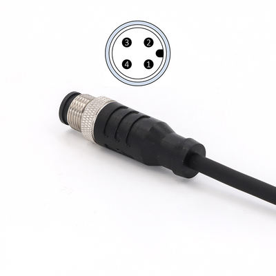 Unshielded M12 Connector Male With Molded Cable Straight PVC Assembly 4 Pin