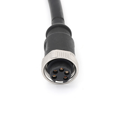 5 Pin Female 7/8" Connectors with Molded Cable Straight PVC Black Unshielded