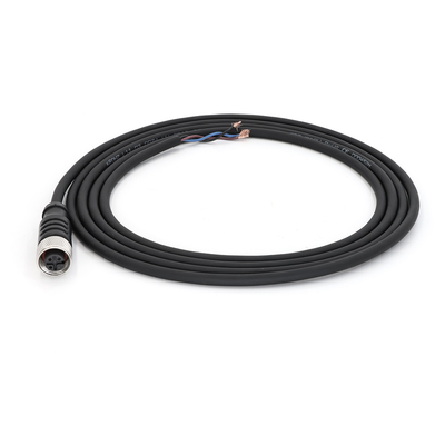 Straight M12 Connector Female 12 Pin Pre Assembled 5M Cable PVC A Code