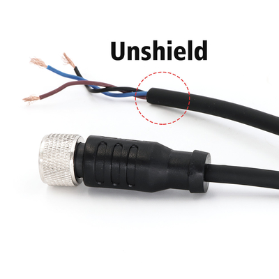 Straight M12 Connector Female 12 Pin Pre Assembled 5M Cable PVC A Code