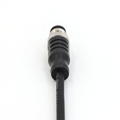 M12 4 Pin Connectors 2M Pre-Assembled Cable Male Straight PVC CE Unshielded