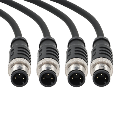 Male M12 8 Pin Connectors Pre Assembled Cable Straight PVC FPM/FKM