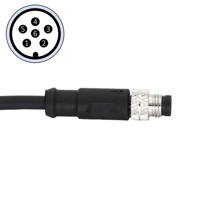 A Code M8 Connectors With Pre Assembled 2 M Cable Straight Male 6 Pin A Code 30V