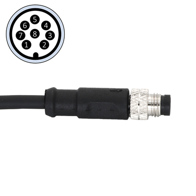 Moulded Cable M8 8 Pin Male Connectors With A Code 1.5A 2M Cable Straight