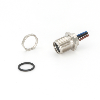 M8 Panel Mount Connector 0.5m Pre-Wired Female Front Mounting Straight 3 Pin A Code