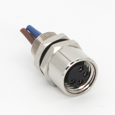 Flange M8 4 Pin Connector Rear Mounting Straight IP67 Pre-Wired IEC 61076-2-104