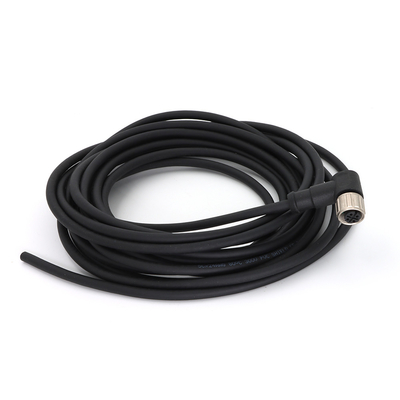 PVC M12 Female Connectors 12 Pin Angled IP67 Black With Molded Cable
