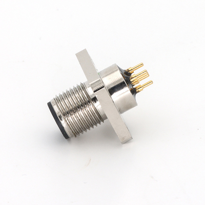 Square Flange PCB M12 Connector Front Mounting 5 Pin Male Waterproof IP67