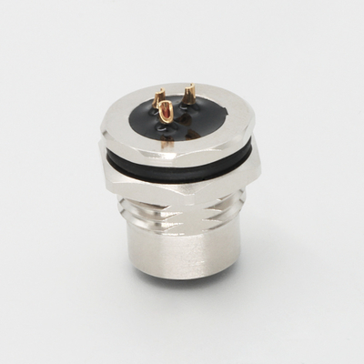 Panel Mount M12 Connector IEC 61076-2-101 Female 3 Pin Front Mounting M16x1.5
