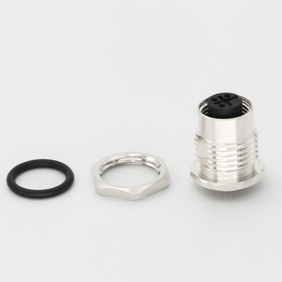 Panel Mount M12 Connector IEC 61076-2-101 Female 3 Pin Front Mounting M16x1.5