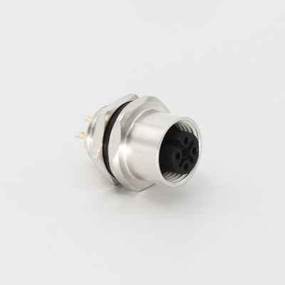 Flange M12 Connector Female 5 Pin Panel Mounted Straight IEC 61076-2-101