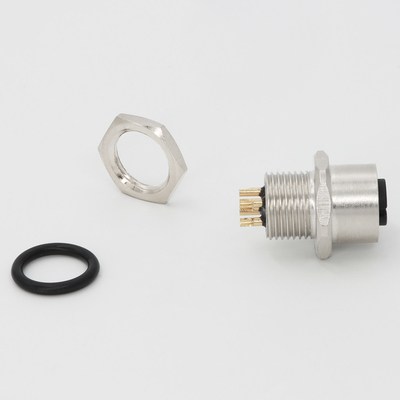 Flange M12 Connector Female 5 Pin Panel Mounted Straight IEC 61076-2-101
