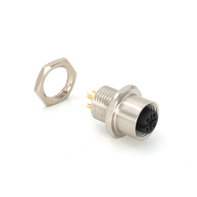 M12 Panel Mount Connector Female 5 Pin Rear Mounting  M16 X 1.5 IP67