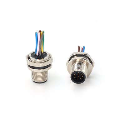 Panel Mount M12 Connector Male Rear Mounting PCB Version M16 X 1.5 IP67