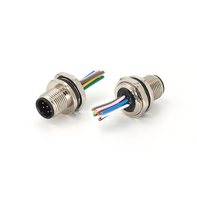 Panel Mount M12 Connector Male Rear Mounting PCB Version M16 X 1.5 IP67