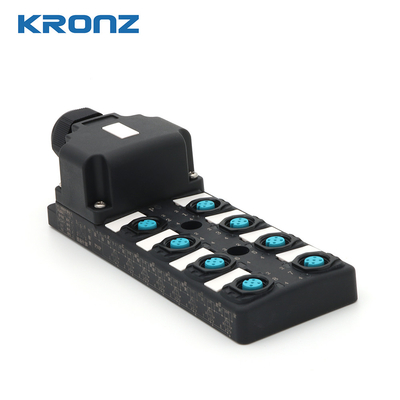 Industrial Distribution Box Dual Channel 8 Position PNP M12 Connector Junction Box