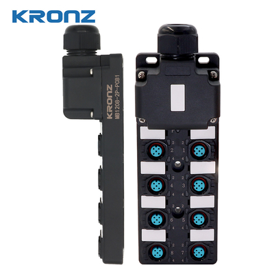 Industrial Distribution Box Dual Channel 8 Position PNP M12 Connector Junction Box