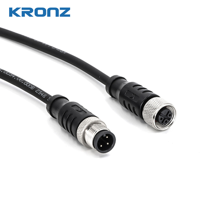 M12 Circular Connector Female 1m Pre-molded Cable IP67 Waterproof 3 Pin A-coding