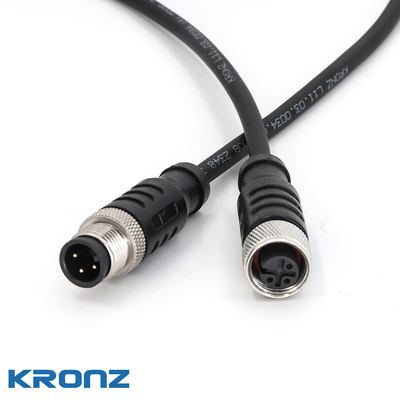 M12 Circular Connector Female 1m Pre-molded Cable IP67 Waterproof 3 Pin A-coding