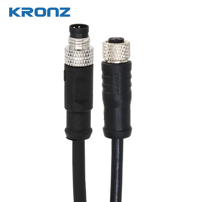 IP67 Waterproof TPU M8 3-Pin Male Straight Connector for Unshielded Sensor Cable