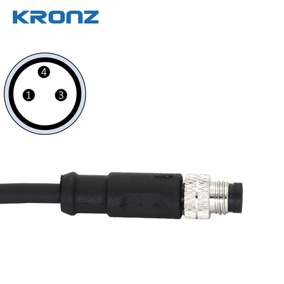 M8 Male A Coded Connector With PVC Unshielded Cable 5 Meter 3 Pin Male IEC 61076-2-104